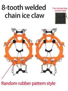 1 Pair Professional Stainless Steel Crampons, Outdoor Non-Slip Ice & Snow Shoe Cover With Chain Spikes, Mountaineering & Ice-Climbing Anti-Slip Traction Device