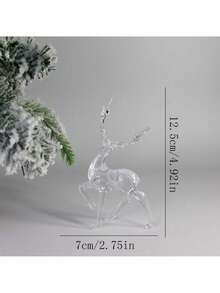 2 件透明水晶驯鹿雕像，亚克力鹿雪景装饰，圣诞节餐桌装饰，家居装饰，派对礼物 - 彩色 - 查看 6
