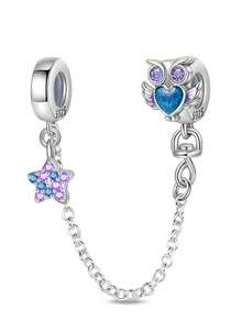 Diverse Design Chain Charm Set Silver Plated Owls, Airplanes, Roses, Heart Motifs Charm DIY Jewelry - Silver - View 16