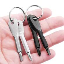 2pcs Portable Screwdriver And Flathead Screwdriver Keychain Set - Camping Accessories Multifunctional Mini Pocket Tools, Repair Tools, Small Tool Car Parts Set, Pendant, Gothic Y2K Christmas Gift Creative Set, With ID Card Lanyard Car Parts Accessories, Portable Screwdriver, Outdoor EDC Multifunctional Tools With Keychain