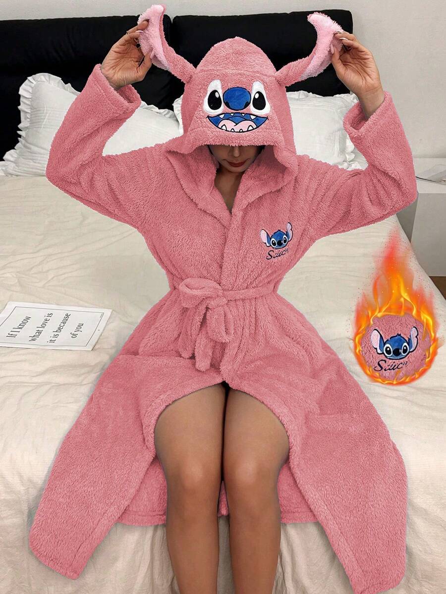 Disney 立体刺绣3D耳朵毛绒睡袍，成人秋冬家居服