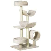 PawHut Cat Scratching Post, Climbing Tree With Toys And Tunnel, Beige, 50x40x105 Cm, For Cat Lovers And Playtime On Site - 1 - View 9