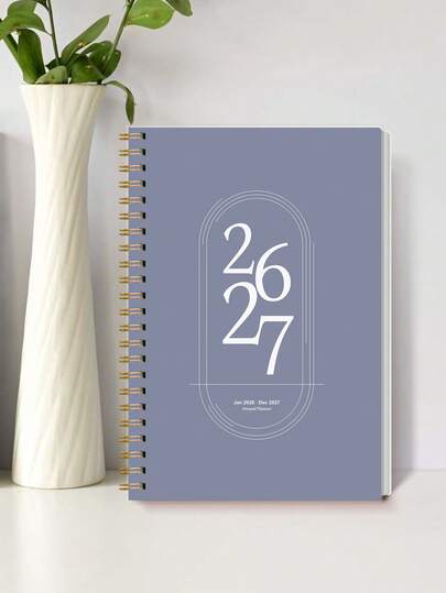 BUBU 1本2026-2027年周计划/月计划笔记本，螺旋装订，每日日程安排，学术预约簿，提高家庭、学校和办公室效率的记事本，A5尺寸，返校用品