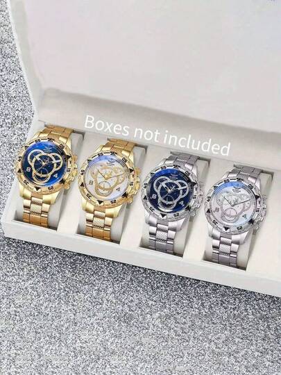 4pcs- Men's Silicone Quartz Watch: Slim Silicone Strap, Minimalist Dial. Sleek And Practical, Perfect For Matching Office Shirts, Casual Pants And Loafers For Daily Commutes.