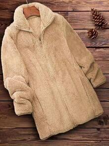European-Style Women's Fashionable And Warm Coat, Suitable For Office Wear, Winter , Elegant Coat, Fitted Cut, Comfortable Lining, Warm Fabric, Fashionable Top, Women's Outerwear, Professional Women, Holiday Gift For Curvaceous Women - 卡其色 - 查看 7