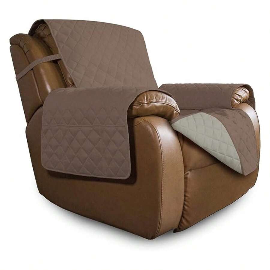 Oversized Recliner Cover Reversible Couch Cover Sofa Cover For Living Room Water Resistant Furniture Protector With Elastic Straps For Pets Dog Oversized Recliner, Brown/Beige - 多色1978 - 查看 1