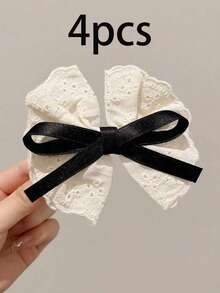 1/2/4pcs Girls' Bow Hair Clips, Cute And Fashionable Hair Clips, Suitable For The Side, Fringes, Ponytails, Half-Up Hairstyles. Simple Hairstyle Accessories, Suitable For Daily Decoration, Dates And As Gifts, For Use In Autumn And Winter Hairstyles. - Multicolor - View 8