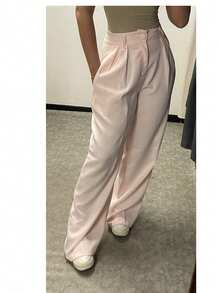 Tailored Wide Leg Trousers - 淺粉色 - 查看 3