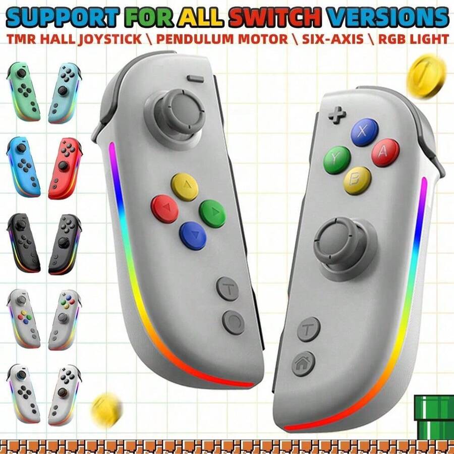 2025 Joy Pad Joycons RGB Wireless Gamepad For Switch/Lite/Oled Hall Joystick No Drift Remote Control 6 Axis Gyro Game Controller