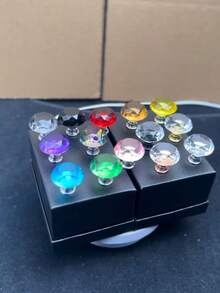 Diamond Handle Set, Multi-Color Options To Enhance Home Decor, Transparent Crystal Handles, Diamond Cut Face Drawer Cabinet Door Pulls, Single Hole Wardrobe Cabinet Handles - Multicolor - View 3