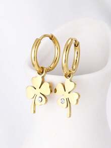 1 Paar klassische Mode Kleeblatt Anhänger Ohrringe, geeignet für Mädchen, Straße, Urlaub, Weihnachtsschmuck Geschenk, Alltagstragen