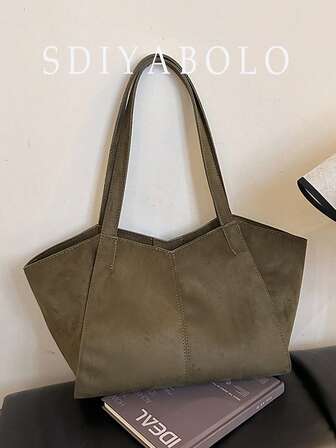 Bolso de mano de ante para mujer, bolso de hombro vintage de gran capacidad, bolso casual para la oficina y el transporte