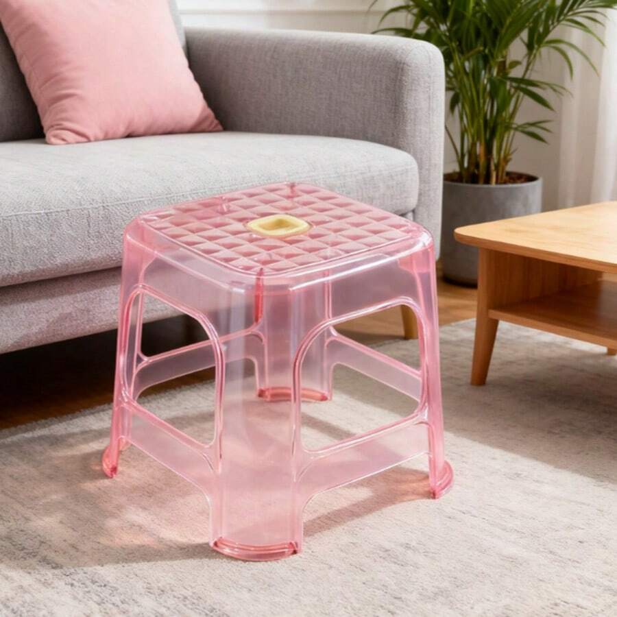 Banqueta de cristal em 5 estilos / Banqueta em PET/PP de cor aleatória / Banqueta para banheiro para trocar sapatos - Banqueta de cristal multiestilo