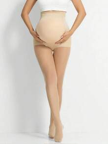 1pair Plus Size Maternity Support Tights - Soft Acrylic Yarn, Smooth & Comfortable Everyday Pantyhose - Multicolor - View 8