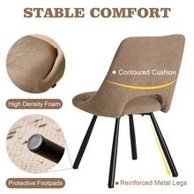 Dining Chairs Set Of 4 - Modern Boucle Upholstered Kitchen Chairs With Cut-Out Back Design, For Dining Room/Living Room/Restaurant/Home Daily Use - 棕色 - 查看 5