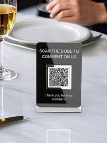 Custom Acrylic QR Code Business Signs, Small Business Marketing Tools, Social Media QR Code Signs, Payment Signs, QR Code Signboards With Bases, Desk Decorations, Table Service Signs - Black - View 9