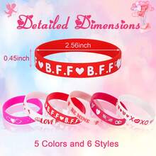 6pcs, Valentine's Day Bracelet Silicone Valentine's Day Gift Holiday Party Bracelet Party Favors - Multicolor - View 5