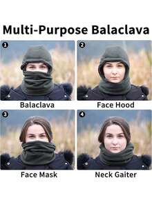 1pc Winter Warm Balaclava Hat Windproof Hooded Scarf, Cold Weather Neck Warmer - Multicolor - View 3