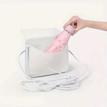 A 6-Ribbed Women's Umbrella With UPF50+ UV Protection, Windproof And Rainproof, Suitable For Both Sunny And Rainy Days. Lightweight, Portable, And Foldable. Perfect For Commuting, Travel, And Beach Use.Funny Gifts, Spring Summer Picks, Brides Maid Gifts, Room, Bedroom Decor, Bedroom Decor, Beach, Travel, For Men, For Women, Vacation - Pink - View 6