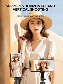 1700mm 无线自拍杆手机三脚架可伸缩折叠独脚架适用于智能手机，平衡稳定拍摄直播，带遥控器，适合夏季度假、旅行、户外活动、直播，稳定录制，度假旅行户外活动直播稳定录制，Vlog设备，360°旋转 - 黑色 - 查看 3