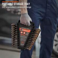 1 pieza Juego de llaves de trinquete métricas - Acero de cromo vanadio, resistente a la oxidación y de color duradero - Plateado - Ver 2