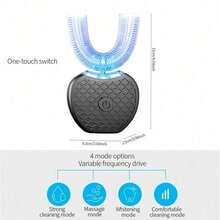 Cepillo de dientes eléctrico recargable con función ultrasónica de barrido y rotación, set para parejas, cepillo de dientes con raspador, dispositivo inteligente para blanquear los dientes. - Negro - Ver 6