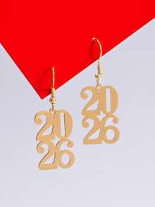 1对2026新年数字设计耳环，圣诞礼物（女士款） - 彩色 - 查看 3