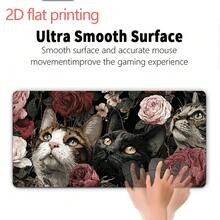 1pc Large Gaming Mouse Pad & Desk Mat - Vintage Cat & Rose Design, Non-Slip Rubber Base, Stitched Edges, Soft Durable Surface For Home Office & Gaming Setup, Multiple Sizes Available, Washable Polyester, Workspace Stability, Mouse Pads For Desk, Dog/Bulldog Print Computer Mouse Pad/Mat, English Setter, Scottish Terrier Mouse, Maltese Mouse Pad, Gaming Desk Mat Cat, Springer Spaniel Mat, Dachshund Gaming Mat, Chocolate Poodle, Gaming Accessory, Office Desk Accessory - 70x30公分(27.5x11.8吋) - 查看 6