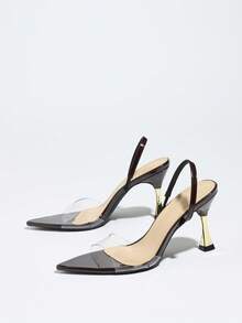 Sandalias de tacón alto con puntera puntiaguda, tira de cristal y cuero patentado, cómodas y elegantes para eventos nocturnos, fiestas y banquetes. Diseño de tacón de copa de vino, de color café, con un estilo lujoso y sexy para celebridades. - Café integral - Ver 1