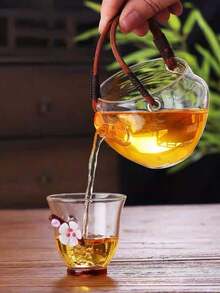 1pc Handmade Wintersweet Glass Tea Cup, Chinese Style Teacup For Tea Tasting, Heat-Resistant High-End Red Tea Cup, Gift For Friends, Afternoon Tea Glass Cup, Suitable For Home, Restaurant