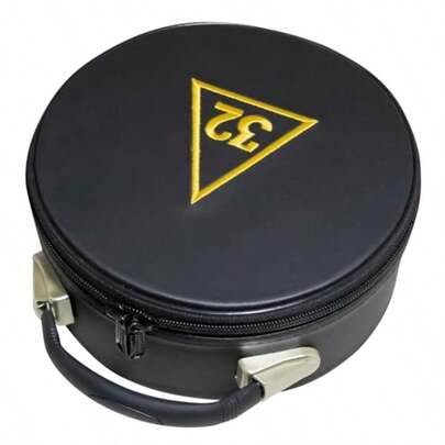 Black Masonic Scottish Rite 32 Degree Crown Cap Case For Freemason Hat Storage And Transportation Premium Protective Carrying Box With Elegant Design For Ritual And Ceremony Use