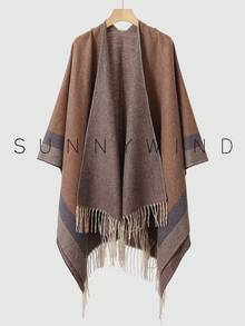 1pc Women's Solid Color Polyester Warm And Versatile Elegant Casual Shawl, For Daily Use