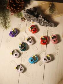 1 pieza/5 piezas/10 piezas Renovación de primavera | Contador de flores de dedo con rhinestones, de doble uso para contar mantras/ejercicios - Multicolor - Ver 20
