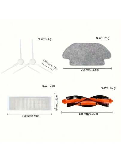 Xiao Robot Stofzuiger S10 S12 B106GL, Replacement Main Side Brush, Filter, Mop Cloth, Sweeping Accessories Set Compatible 2S/P/Pro/ XMSTJQR2S/ STYTJ02YM Models view 5