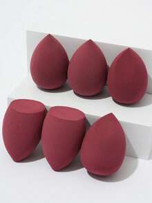 6pcs Makeup Sponges, Suitable For Cream And Powder Concealers, Loose Powder And Other Cosmetics Application - Burgundy - View 9