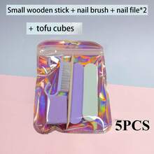 Manicure & Pedicure Set, Mini Nail File And Orange Stick Set, Double-Sided Disposable Nail File, Wooden Cuticle Pusher, Nail Cleaning Tools, Nail Brush - Multicolor - View 7