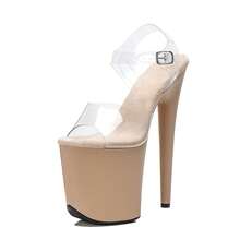 WUXIN H&P Women's 8 In Platform Sandal Heels With Ankle-Strap, Sexy Pole Dance High Heel, 20 Cm Exotic Dancer Shoes Stiletto - Màu be - Xem 9