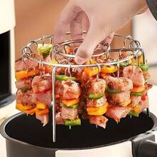 1 Set Stainless Steel Air Fryer Skewer Rack With 12 Skewers For DIY BBQ Meat Vegetables Fits 35qt To 55qt Air Fryer Oven Pressure Cooker No Flip Deep Fryer Accessories, Air Fryer Accessories, Kitchen Organization, Compact Design, Durable Construction, Cooking Accessory, Home Cooks, Meal Prep, Spacesaving Design, Rustresistant Material, Cooking Enthusiasts, Kitchen Accessories, Air Fryer Machine, Air Fryer Liner - 銀色 - 查看 1