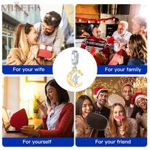 MISEFF 1件装正品S925纯银可爱宠物猫月亮吊坠，18K镀金，适合手链项链DIY饰品制作吊坠，送给女性和女孩的礼物