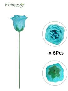 MEHELANY 20 buc. Buchet de trandafiri cu sclipici de 7,5 cm, buchet de flori artificiale cu sclipici DIY, flori artificiale albastru deschis, trandafiri artificiali, buchet de trandafiri artificiali strălucitori veșnici, potrivit pentru aniversare, logodnă, cadou de nuntă, decor pentru casă, decor pentru birou și bucătărie, decor pentru petrecere, decor pentru cameră, decor de Ziua Îndrăgostiților, decor de Ziua Mamei, cadou de ziua de naștere pentru prietenă, mamă, doamne (cu hârtie de împachetat) - Albastru Menta - Vizualizare 7
