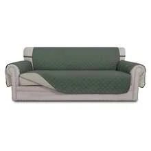 4 Seater Sofa Slipcover Reversible Sofa Cover Water Resistant Couch Cover With Foam Sticks Elastic Straps Furniture Protector For PetsDog Cat XX-Large, Greyish Green/Beige - 多色1986 - 查看 1