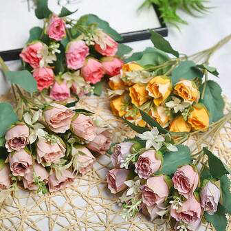 1 st konstgjord rosenknoppsblomma, bordsblomma för heminredning, handgjord DIY-dekorationsmaterial, lämplig för alla hjärtans dag, mors dag, födelsedag, jul, nyårsfest