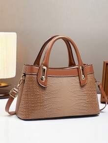 新款多层女士手提包，欧美风格女士单肩包，拼接斜挎包，适合旅行和购物，时尚女士托特单肩斜挎包，百搭休闲奢华大容量包，可单肩或斜挎 - 彩色 - 查看 20