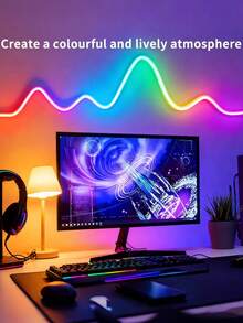 16-100ft Neon LED Light Strip, Suitable For Room Decoration, RGB LED Light Strip With Remote Control, Outdoor Use, Flexible Neon Rope Light, Suitable For Bedroom Decoration, Living Room, Gaming, Halloween Party Decoration - 彩色 - 查看 4