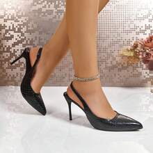 Women's Fashion High Heel Sandals, Solid Color - Black - View 5