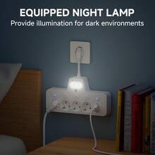 EU Standard Multi-Hole Power Socket With Nightlight, Suitable For Bedroom, Bedside, Matte High-Quality Finish, Separate Power Control, With One EU Outlet - View 4