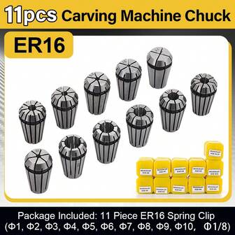 ER16 Collet ER Collet Chuck Precision 1mm-13mm Spring For CNC Milling Tool Holder Engraving Machine Spindle Motor 11Pcs