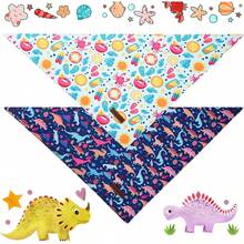 Style Paws Dog Spring Bandanas 2Pcs Washable Cotton Triangle Summer Lemon Dinosaur Puppy Scarfs For Small Medium Large Dogs And CatsChristmas - Cờ sao sọc - Xem 4