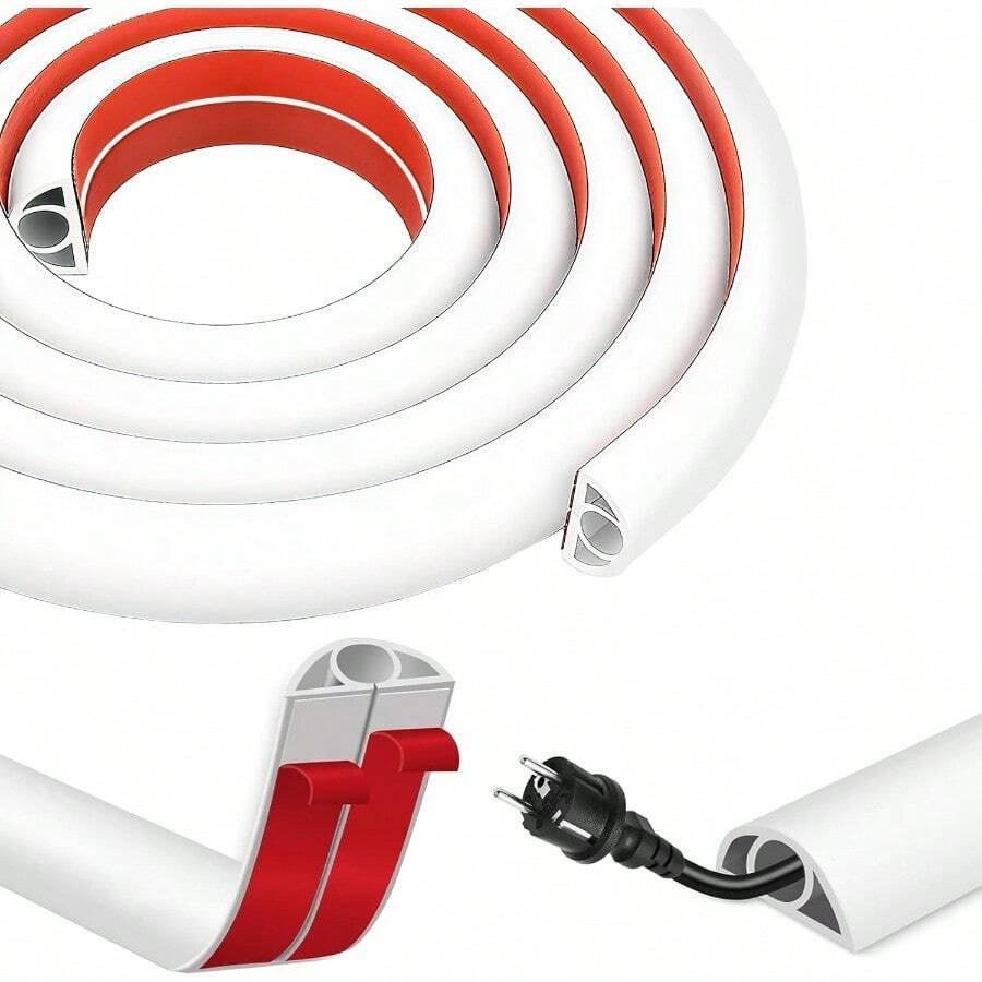 Canaletas para Cables Pared 2M - Cubre Cables de SueloProtector de Cable sobre Piso Canaleta con Fondo Autoadhesivo Esconder Cable para Cableado de Redes Informáticas Teatro Taller Almacén - como en la foto - Ver 1