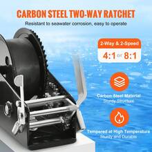 Hand Winch, 1587.5 Kg Pulling Capacity, Boat Trailer Winch Heavy Duty Rope Crank With 10 M Polyester Strap And Two-Way Ratchet, Manual Operated Hand Crank Winch For Trailer, Boat Or ATV Towing - Black - View 3